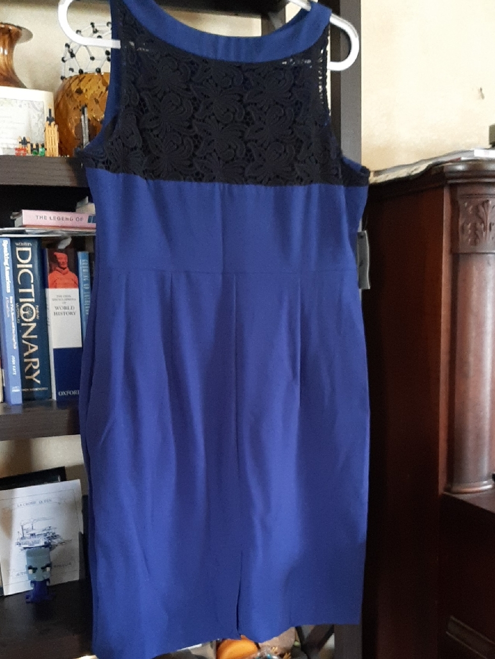Worthington Royal Blue Dress with Black Lace Yoke In Back Sz 16P